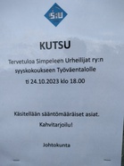 Tervetuloa syyskokouksen 24.10 tiistaina
Klo 18.00 Työväentalolle.